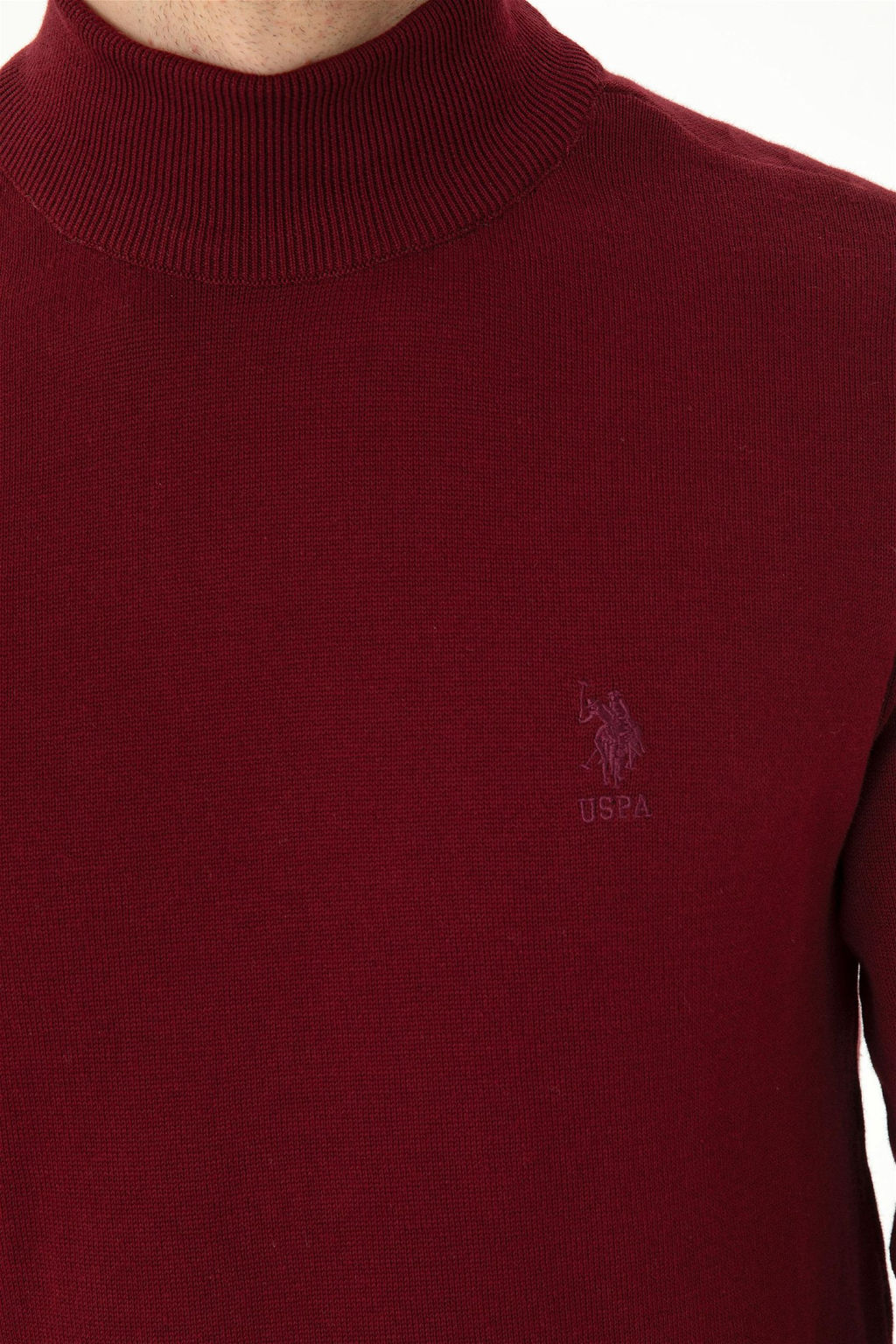 Свитер мужской U. S. Polo Assn базовый бордово-красный из хлопка - U.s. polo assn фото 7