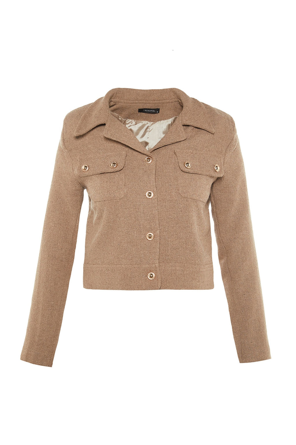 TRENDYOLMILLA Ac?k Haki Crop Dokuma Blazer Ceket TWOAW23CE00252 фото 7