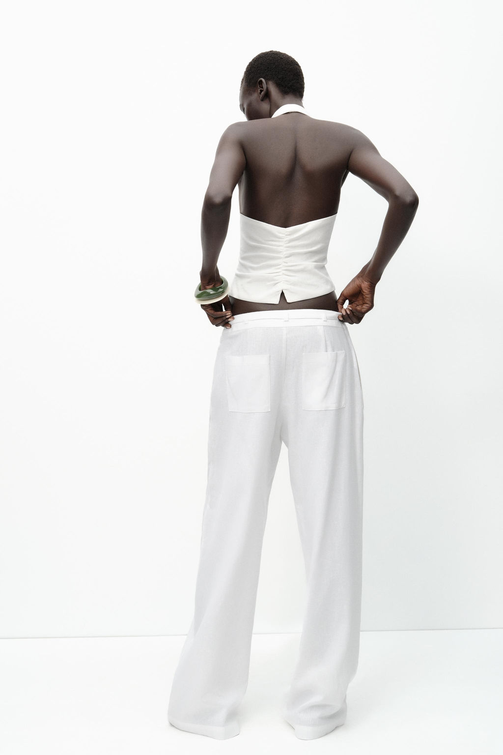 LINEN BLEND WIDE-LEG TROUSERS WITH BUCKLES - Zara фото 15