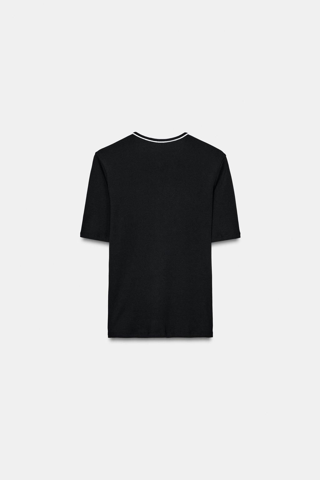 CONTRAST PIPING T-SHIRT - Zara фото 6