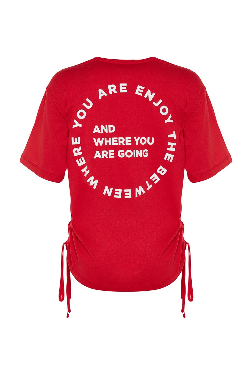 TRENDYOLMILLA Beyaz %100 Pamuk S?rt Bask?l? Buzgulu Oversize/Genis Kesim Bisiklet Yaka T-Shirt TWOSS23TS00150  фото 24