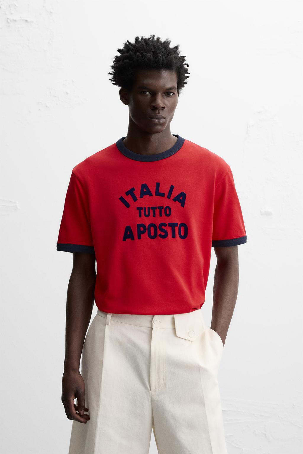 T-SHIRT WITH CONTRASTING RIBBED TRIMS - Zara фото 10