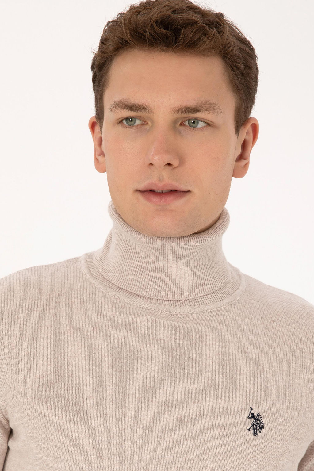 Erkek Slim Fit Bo_azl_ Yaka Ta_ Melanj Kazak - U.s. polo assn фото 2
