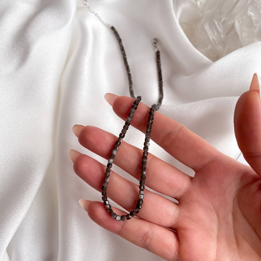 Колье из серебристого Обсидиана 38 см +