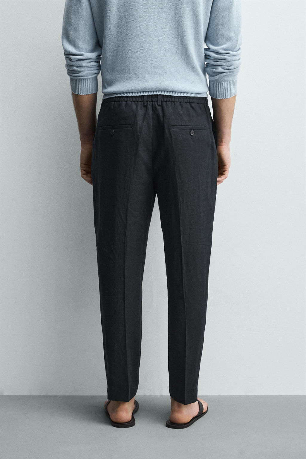 PANTAL?N REGULAR FIT 100% LINO / Marino - Zara фото 8