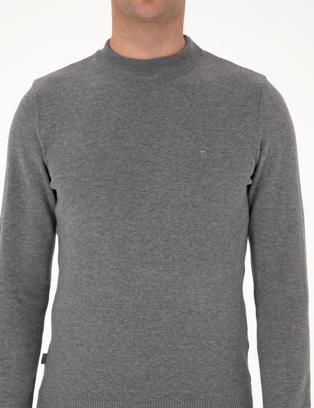 Gri Melanj Slim Fit _eyrek Yaka Basic Triko Kazak - Pierre cardin фото 6