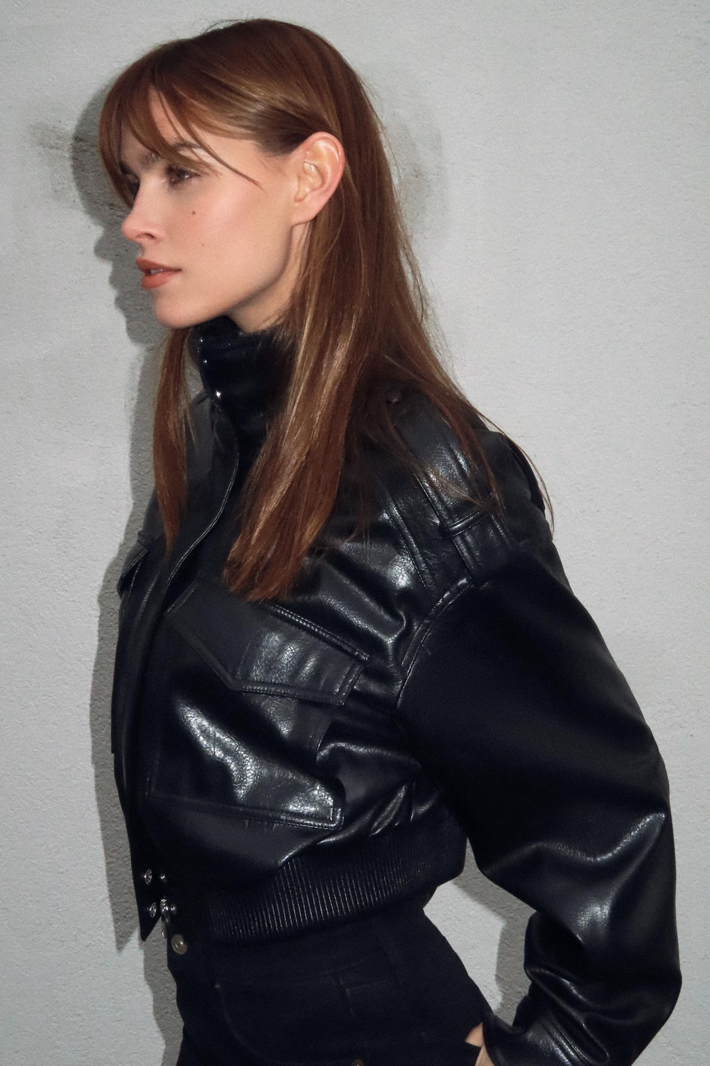 FAUX LEATHER JACKET WITH SHOULDER TABS - Zara фото 3