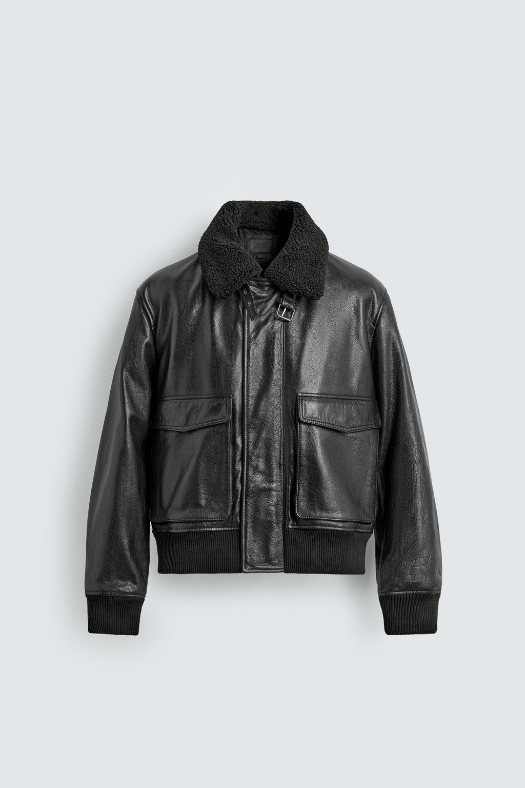 LEATHER JACKET WITH CONTRAST COLLAR - Zara фото 6