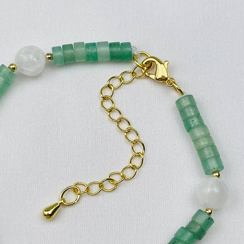 Браслет из зеленого Кварца и Селенита 19 см +