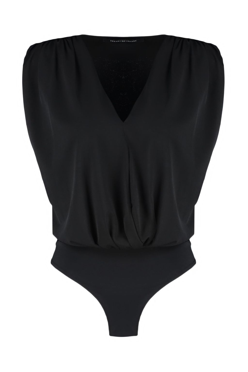 Siyah Vatkal? Kruvaze Yaka Esnek C?tc?tl? Orme Body TWOSS23BD00007