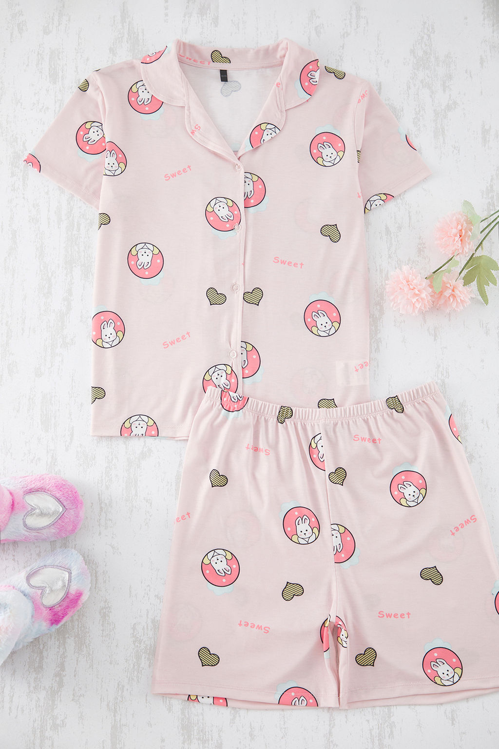 Sar? K?z Cocuk Hayvan Bask?l? Gomlek Yaka Alt Ust Pijama Tak?m? TKDSS25PT00001 - Trendyolmilla фото 3