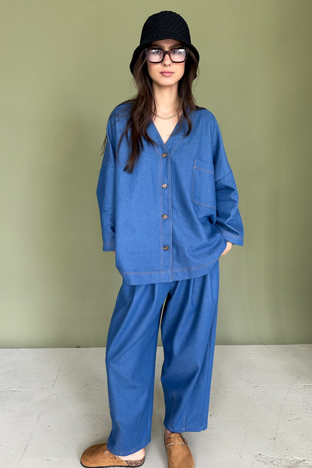 Брюки-бананы DENIM086/01/Синий