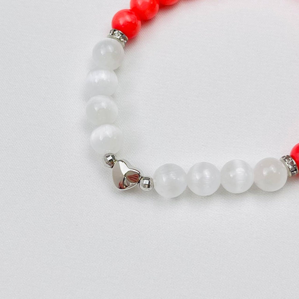 Браслет детский из Коралла и Селенита 15,5 см - Радуга самоцветов фото 3