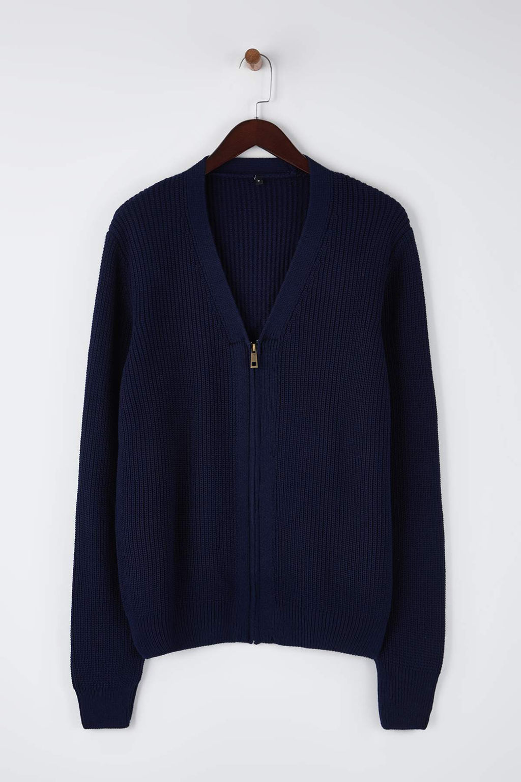 Lacivert Regular V Yaka Fermuarl? Duz H?rka TMNAW26HI00005