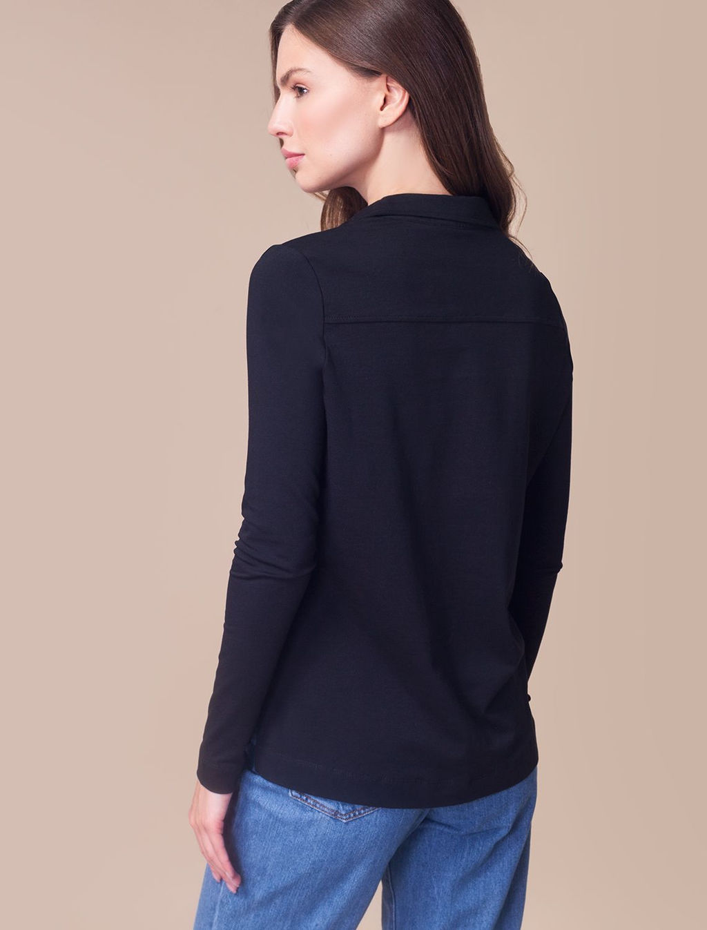 Блузка трикотажная на золотистых пуговицах из премиального хлопка - Vilatte фото 4