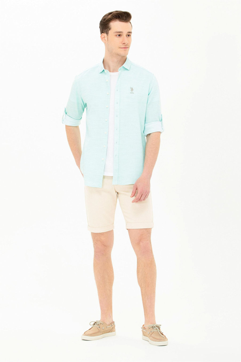 U. S. Polo Assn Мужские бежевые джинсовые шорты - U.s. polo assn фото 4