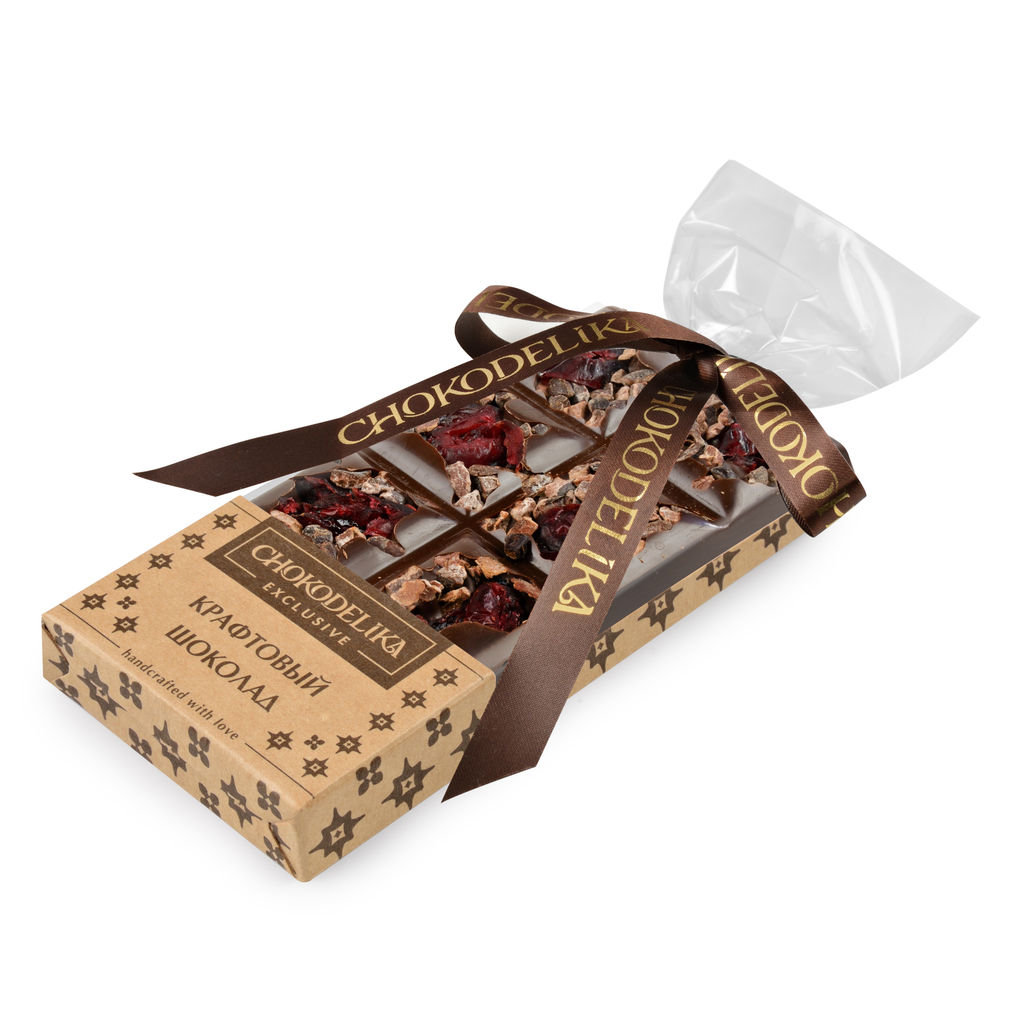 Шоколад темный Крафтовый микс с клюквой 50 гр - Chokodelika фото 2