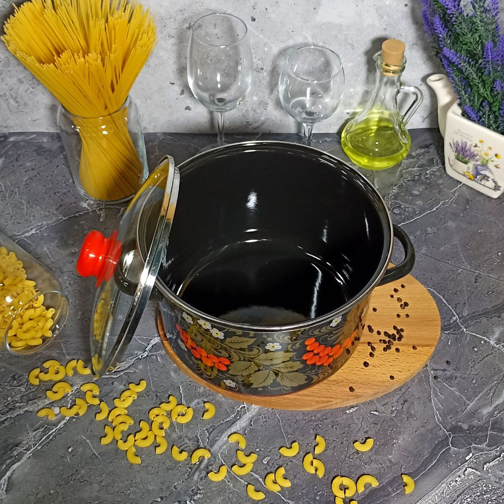 Кастрюля 5,5 л цил. Рябина 7RD221S черн - Стальэмаль фото 5