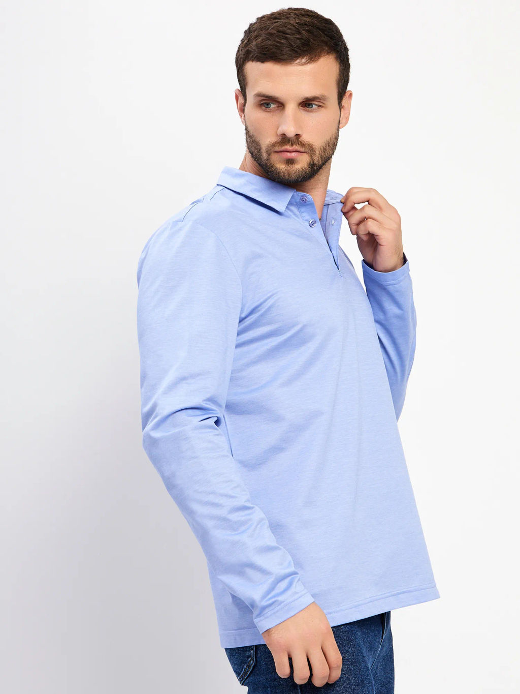 Джемпер мужской с воротником поло GREG G155-PM4-LT1629 (голубой)  фото 14