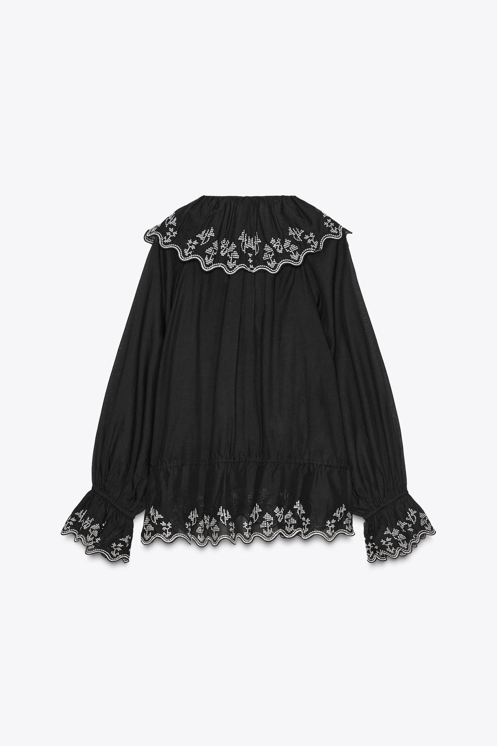 ZW COLLECTION EMBROIDERED RUFFLE BLOUSE - Zara фото 7