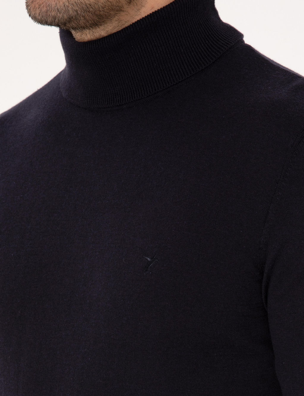 Lacivert Slim Fit Pamuk Kar___ml_ Bal_k__ Yaka Basic Triko Kazak - Cacharel фото 7