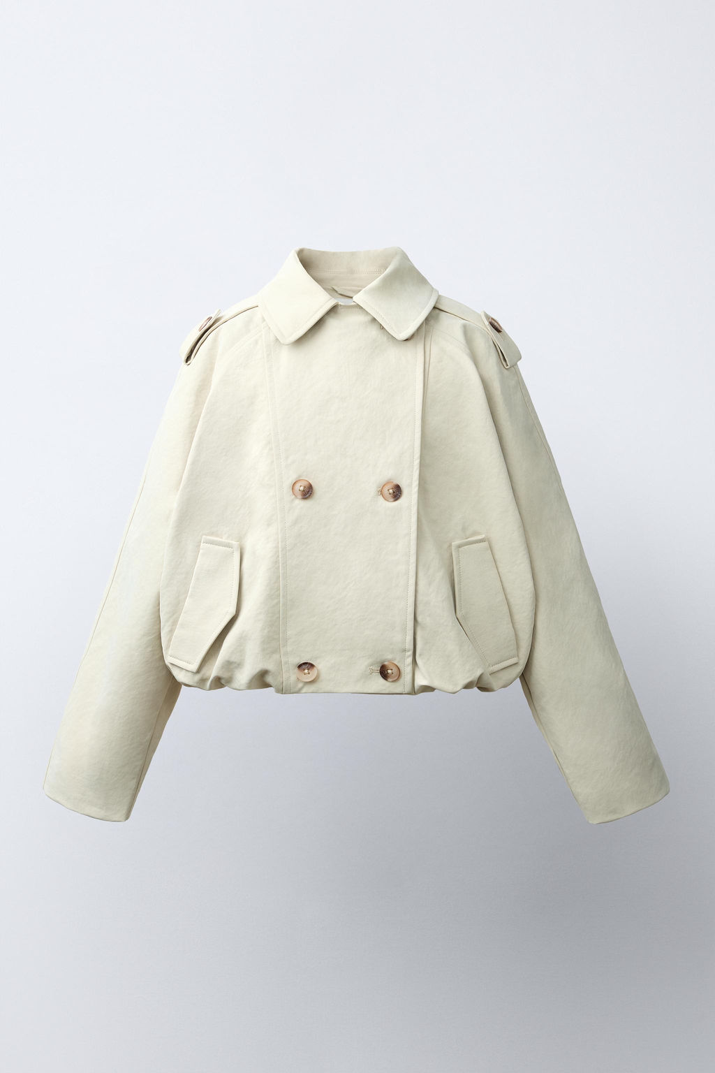 TRENCH CORTO BAJO GOMA / Crudo medio - Zara фото 3