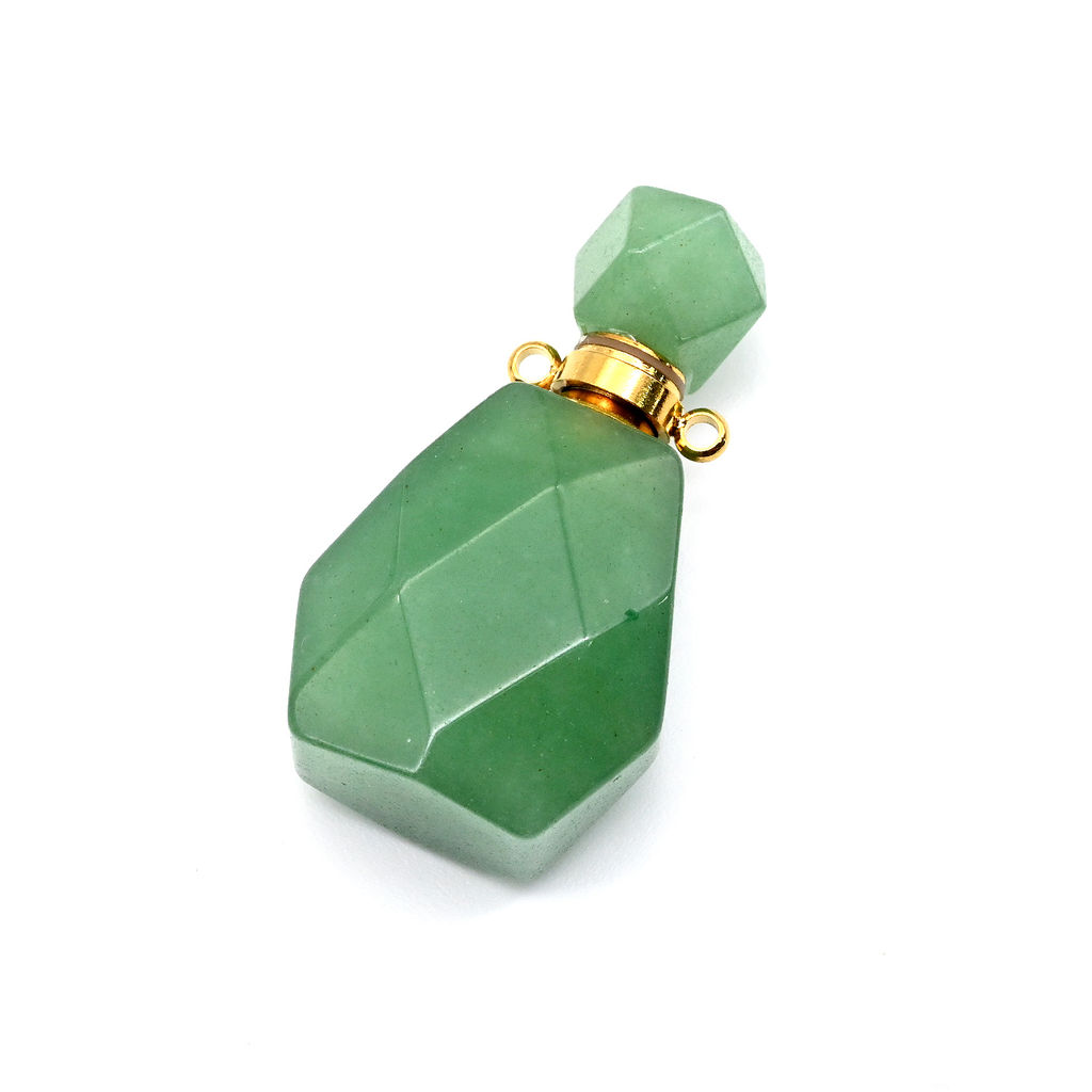Парфюмерный флакон-кулон из авантюрина зеленого 20*14*36мм
