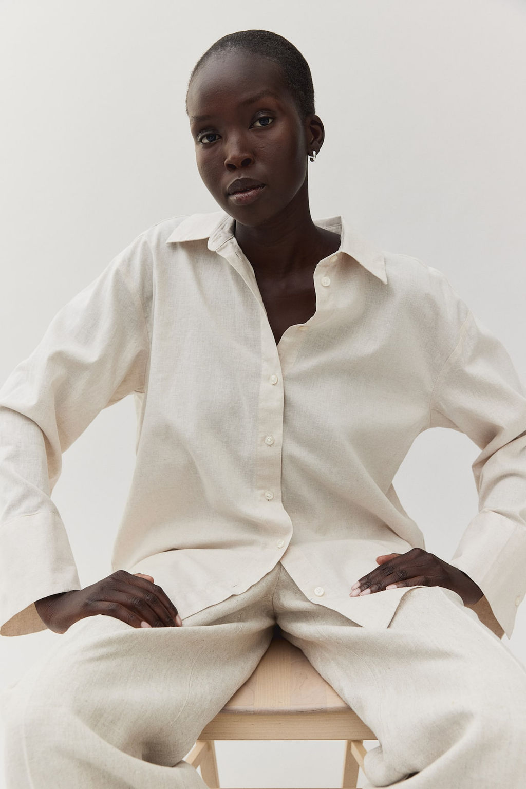 Camisa en mezcla de lino - H&m фото 2