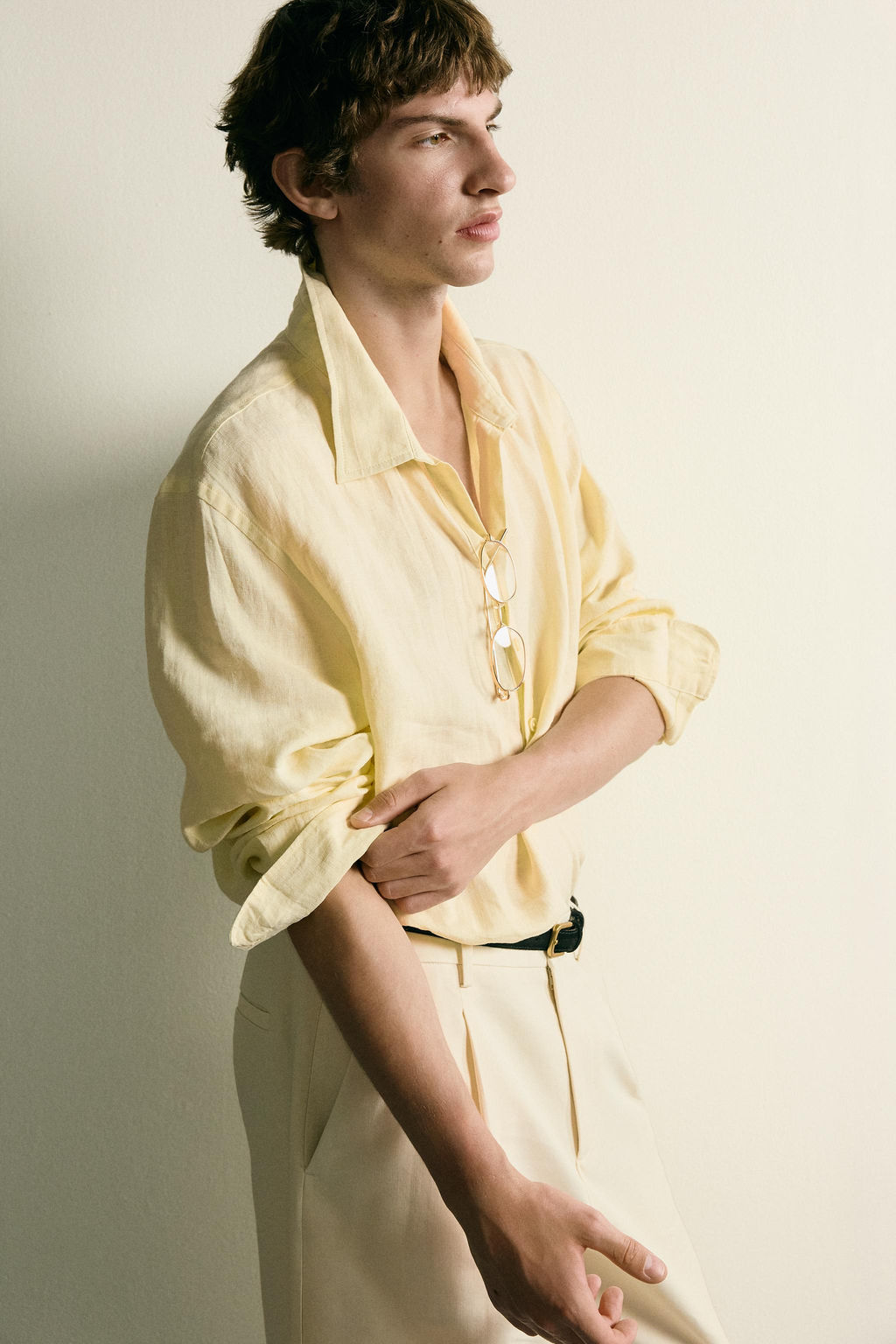 CAMISA POLO 100% LINO / Amarillo pastel - Zara фото 5