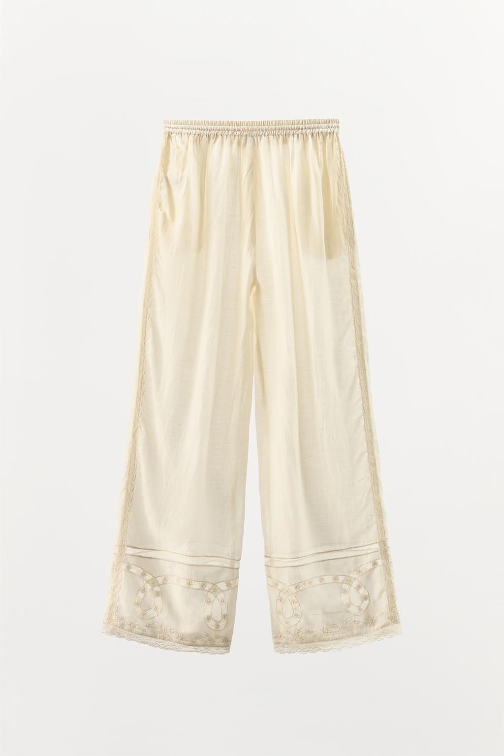 TROUSERS WITH LACE TRIM, BEADING AND EMBROIDERY - Zara фото 4