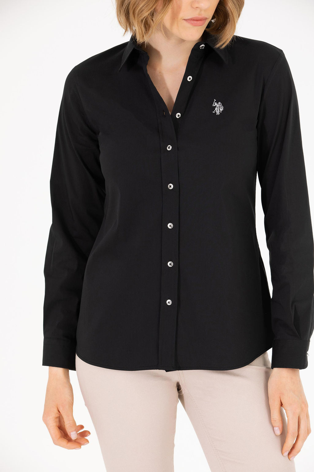 U. S. Polo Assn Женская черная базовая рубашка с длинным рукавом - U.s. polo assn фото 19