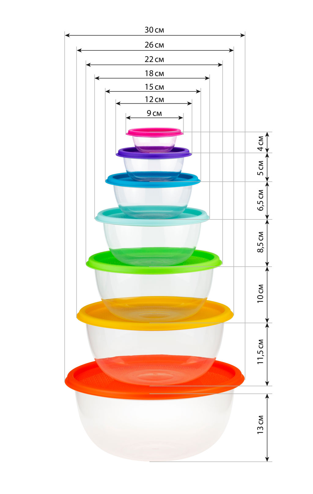 Набор мисок 7 пр Радуга, арт. М1310