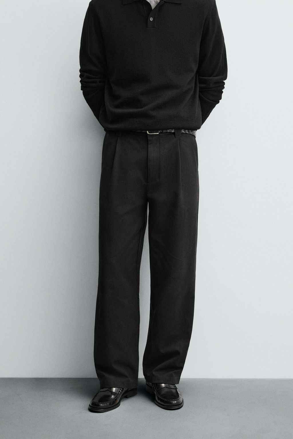 COTTON-LYOCELL PLEATED TROUSERS