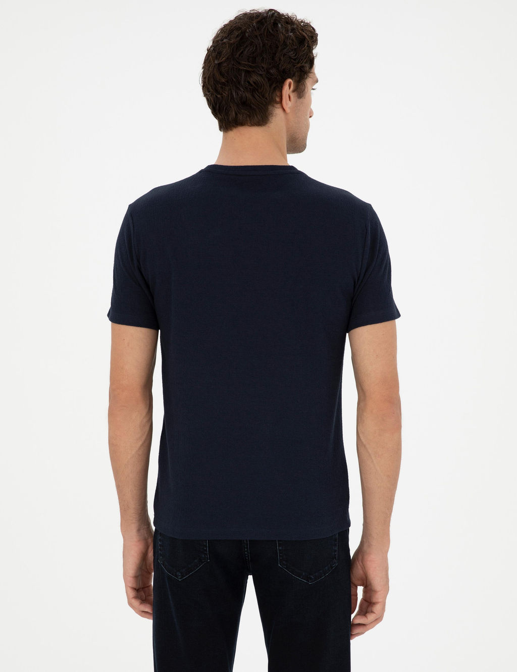 Темно-синяя приталенная футболка с круглым вырезом - Cacharel фото 5