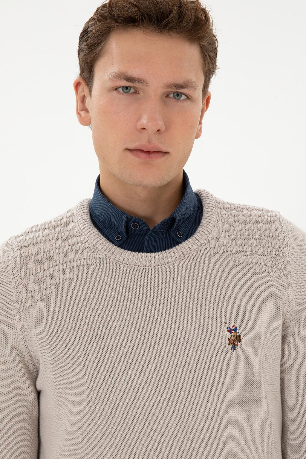 Erkek Slim Fit Bisiklet Yaka Ta_ Kazak - U.s. polo assn фото 2