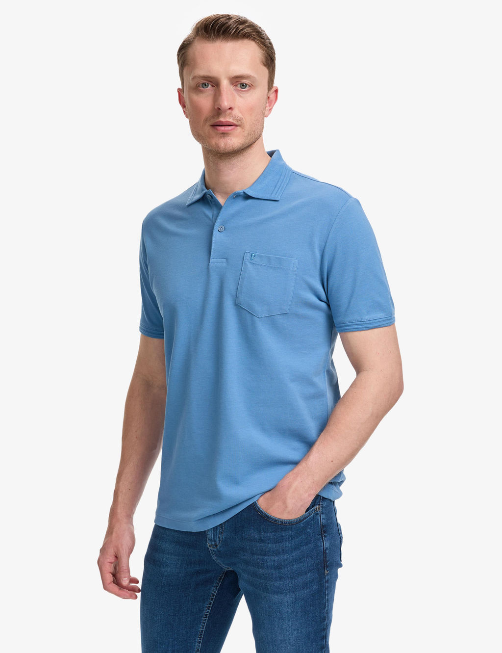 Koyu Mavi Regular Fit %100 Pamuk K_vr_lmaz Polo Yaka Basic Ti__rt