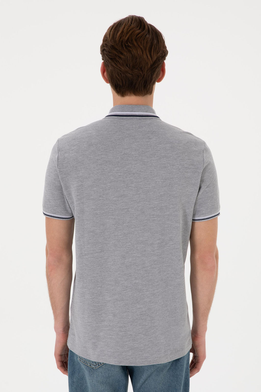 Erkek Regular Fit Polo Yaka Gri Melanj Basic Ti__rt Sepette S_rpriz _ndirim - U.s. polo assn фото 6