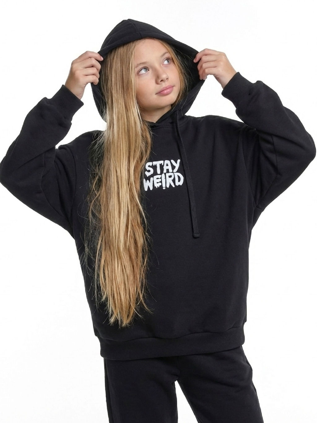 Толстовка худи с принтом 22-5264 черный - Mini maxi фото 7