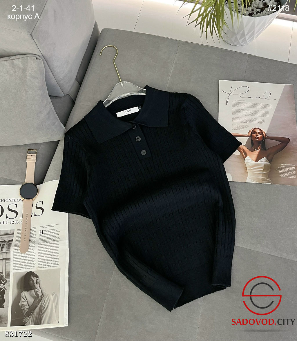 Женская футболка поло однотонная