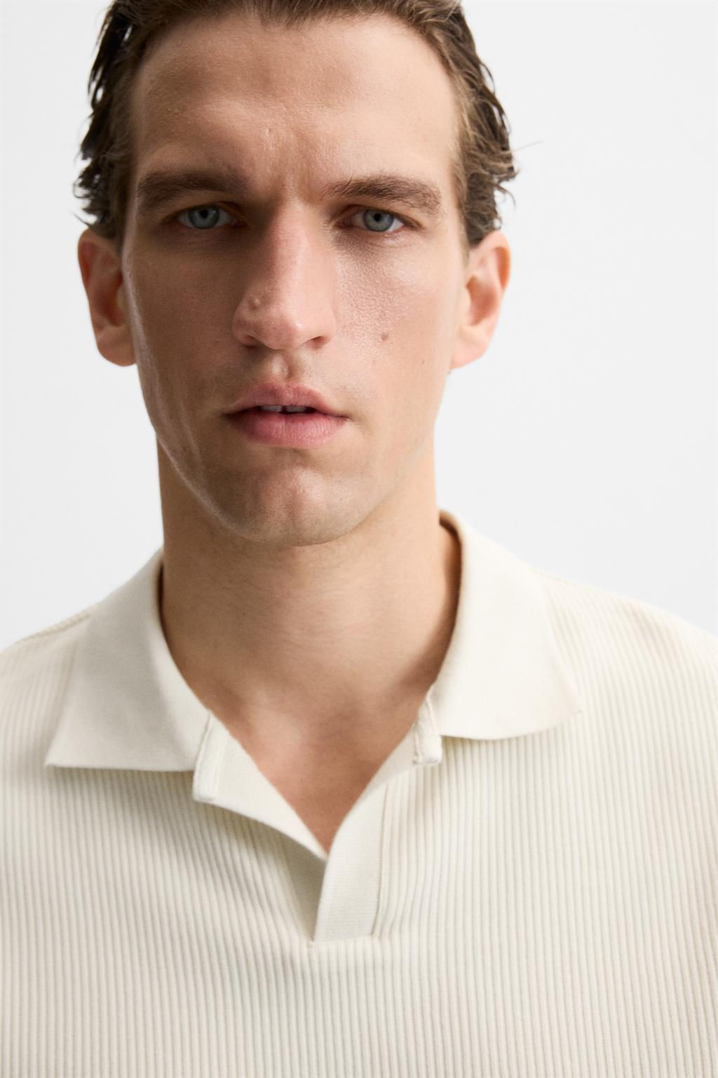 TEXTURED POLO SHIRT WITH RIBBED TRIMS - Zara фото 58