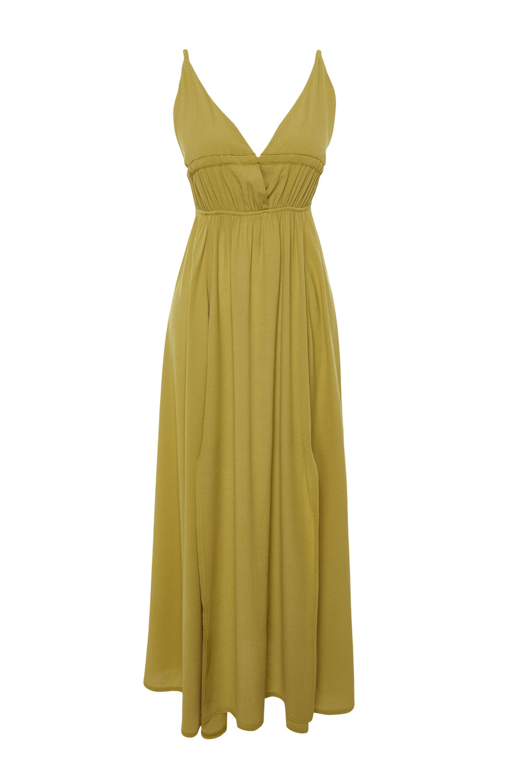 Haki Dokuma Buzgulu Maxi Plaj Elbise TBESS23EL00063