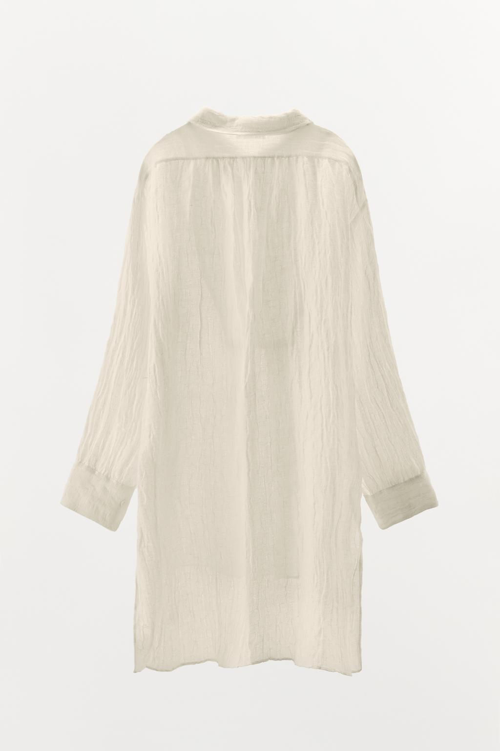 LIMITED EDITION CREASED-EFFECT LINEN BLEND SHIRT - Zara фото 6