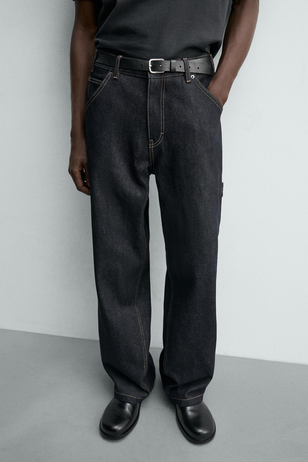 BAGGY FIT CARPENTER JEANS WITH TOPSTITCHING - Zara фото 4