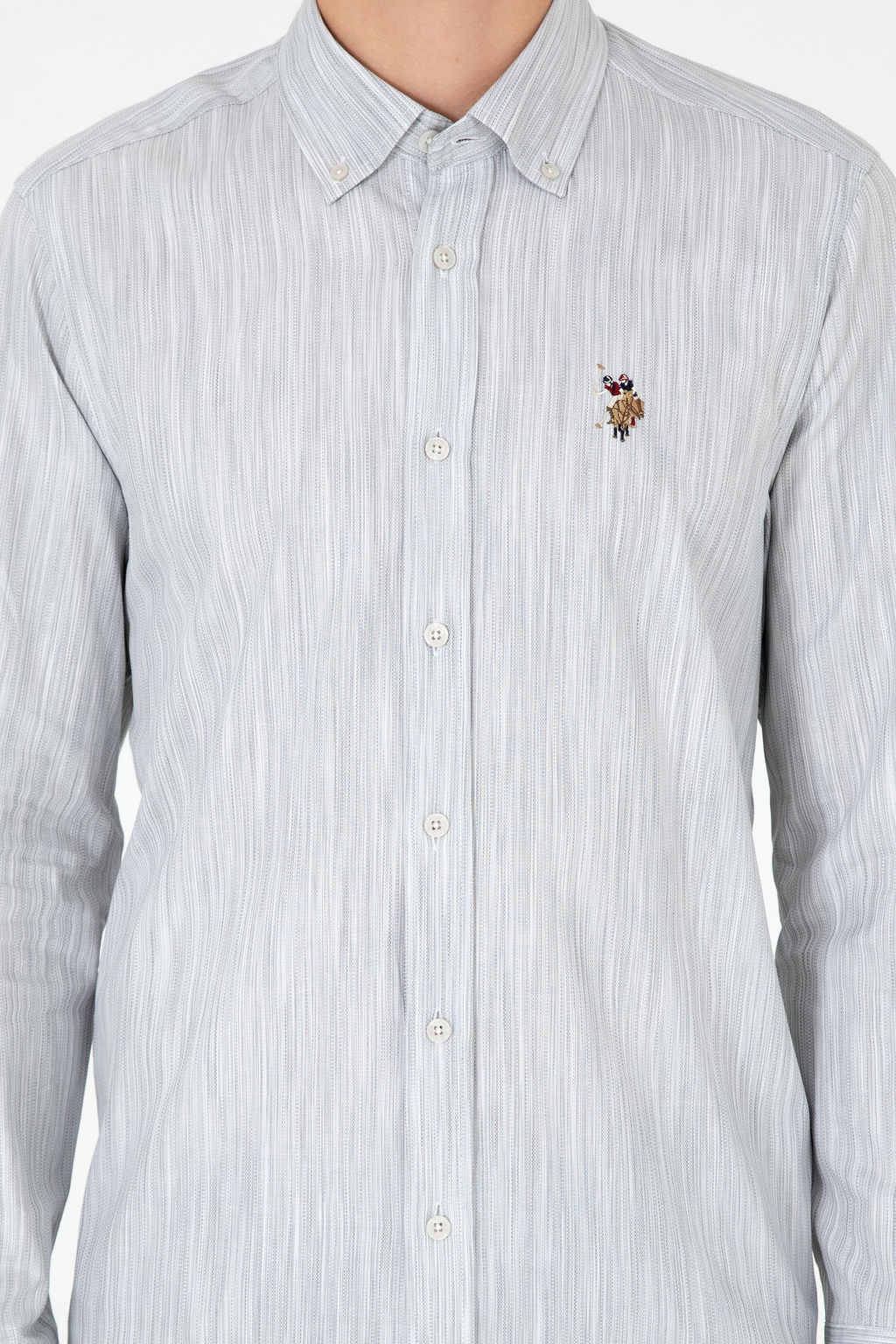 Мужская светло-серая рубашка с длинным рукавом - U.s. polo assn фото 6