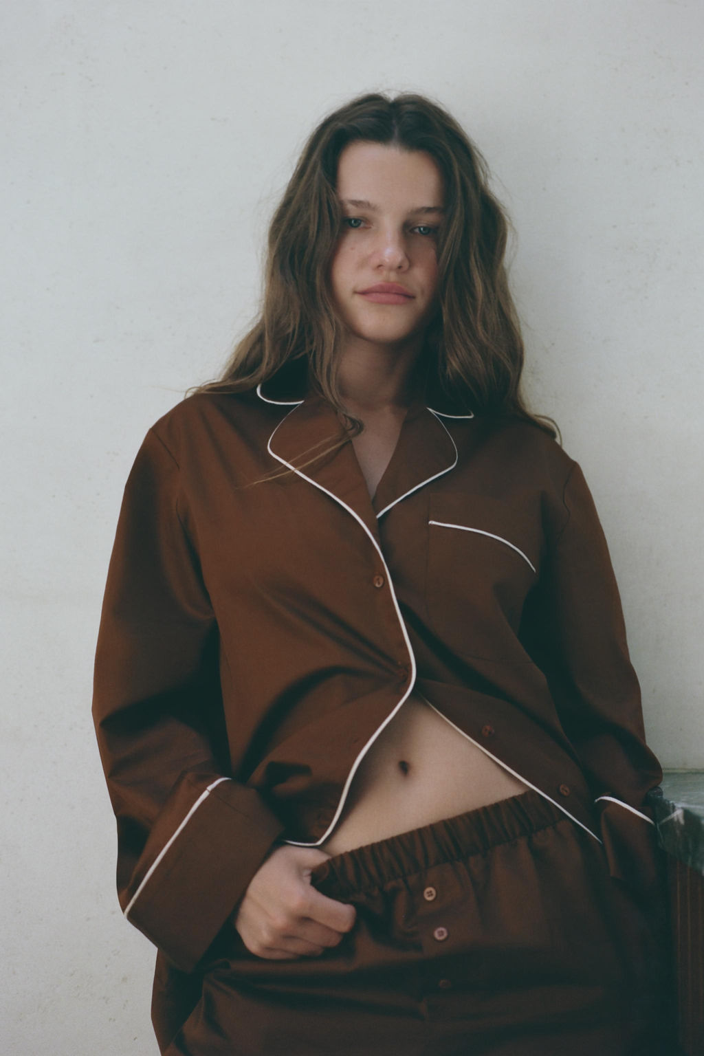 CONTRAST POPLIN PYJAMA SHIRT - Zara фото 2