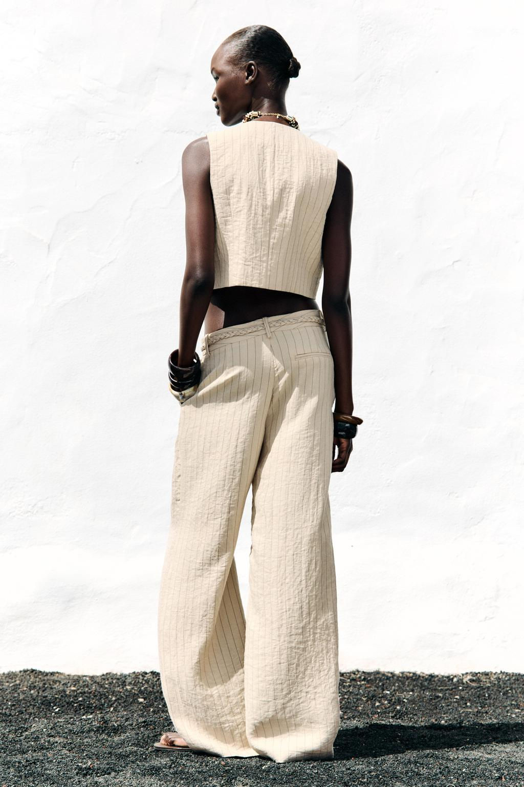 STRIPED TROUSERS WITH BRAIDED BELT - Zara фото 6