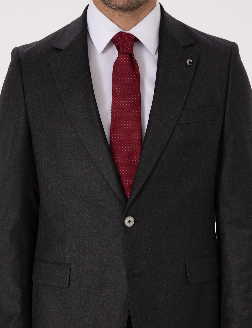 Siyah Slim Fit %100 Y_n Mikro Desenli Tak_m Elbise - Cacharel фото 7