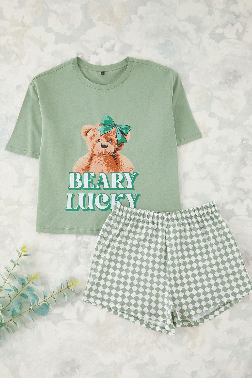 Mint %100 Pamuklu Ay?c?kl? Sortlu Orme Pijama Tak?m? THMSS25PT00409