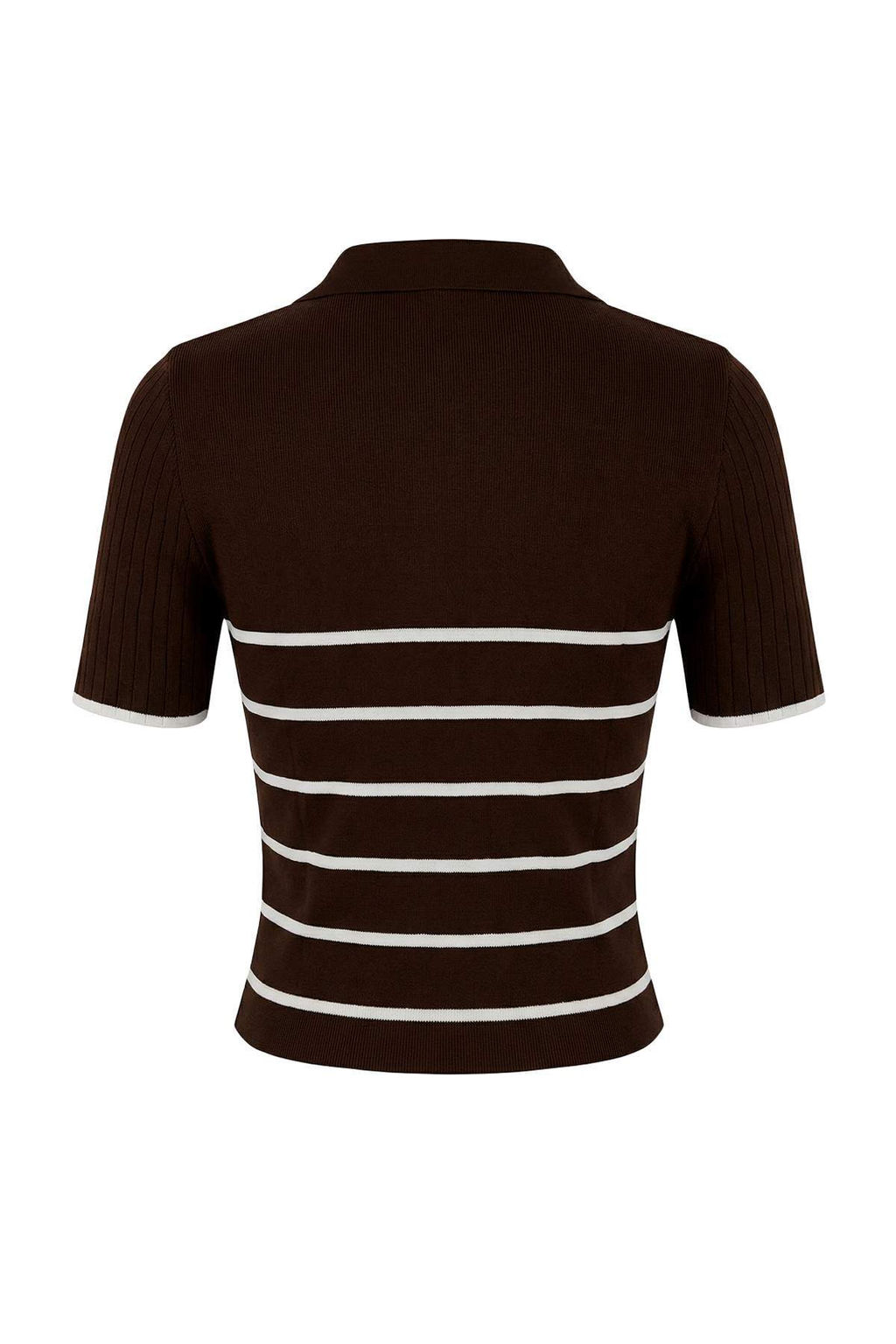 Kahverengi-Tas Ikili Paket Cizgili Basic Triko Ince Bluz TWOSS26BZ00284 - Trendyolmilla фото 4