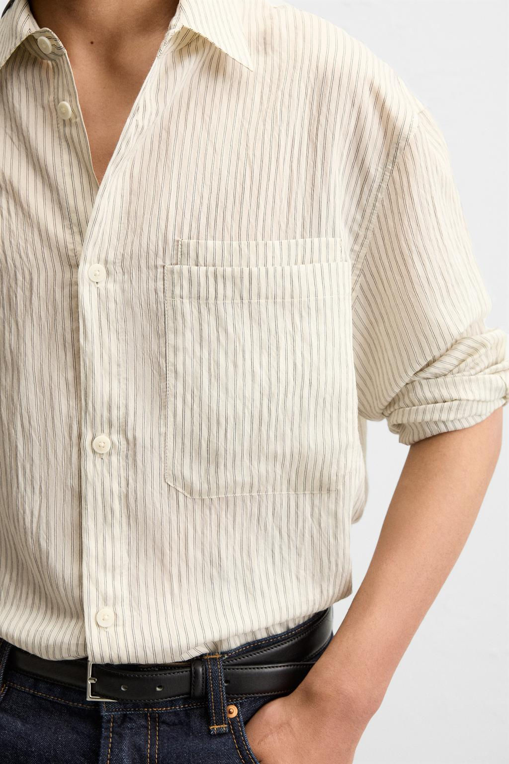 STRIPED CREASED-EFFECT SHIRT - Zara фото 6